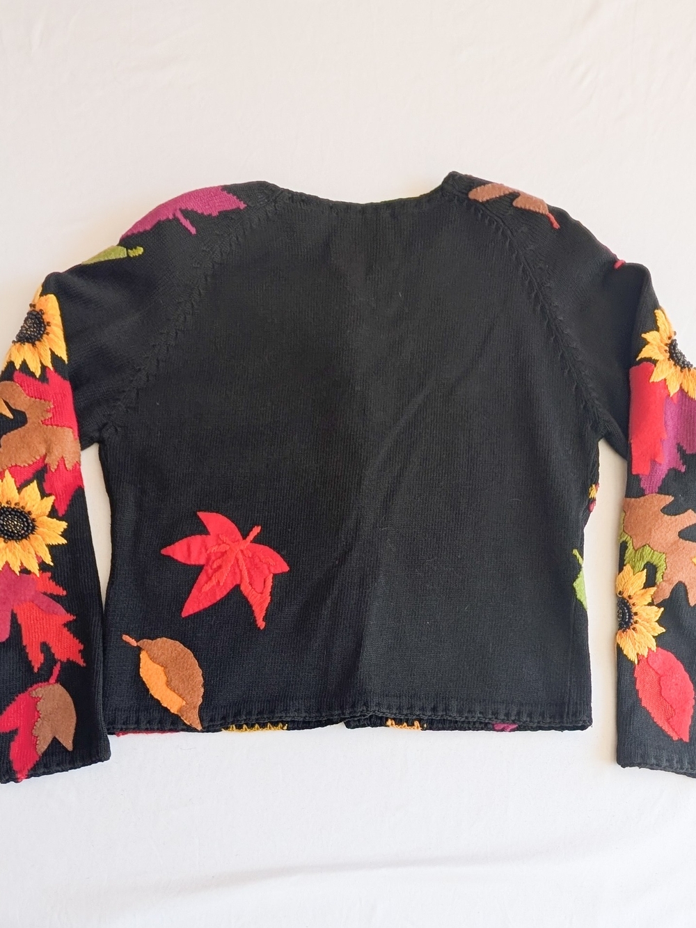 Michael Simon 90s cardigan Long Sleeve sweater Autumn Fall Leaves Size Sml - Picture 7 of 13